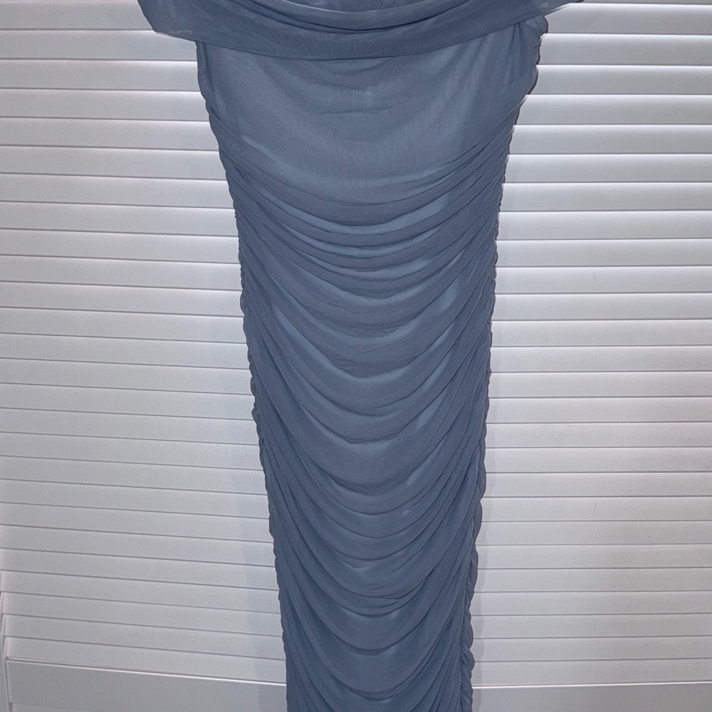 Fashion Nova Blue Ruched Dress